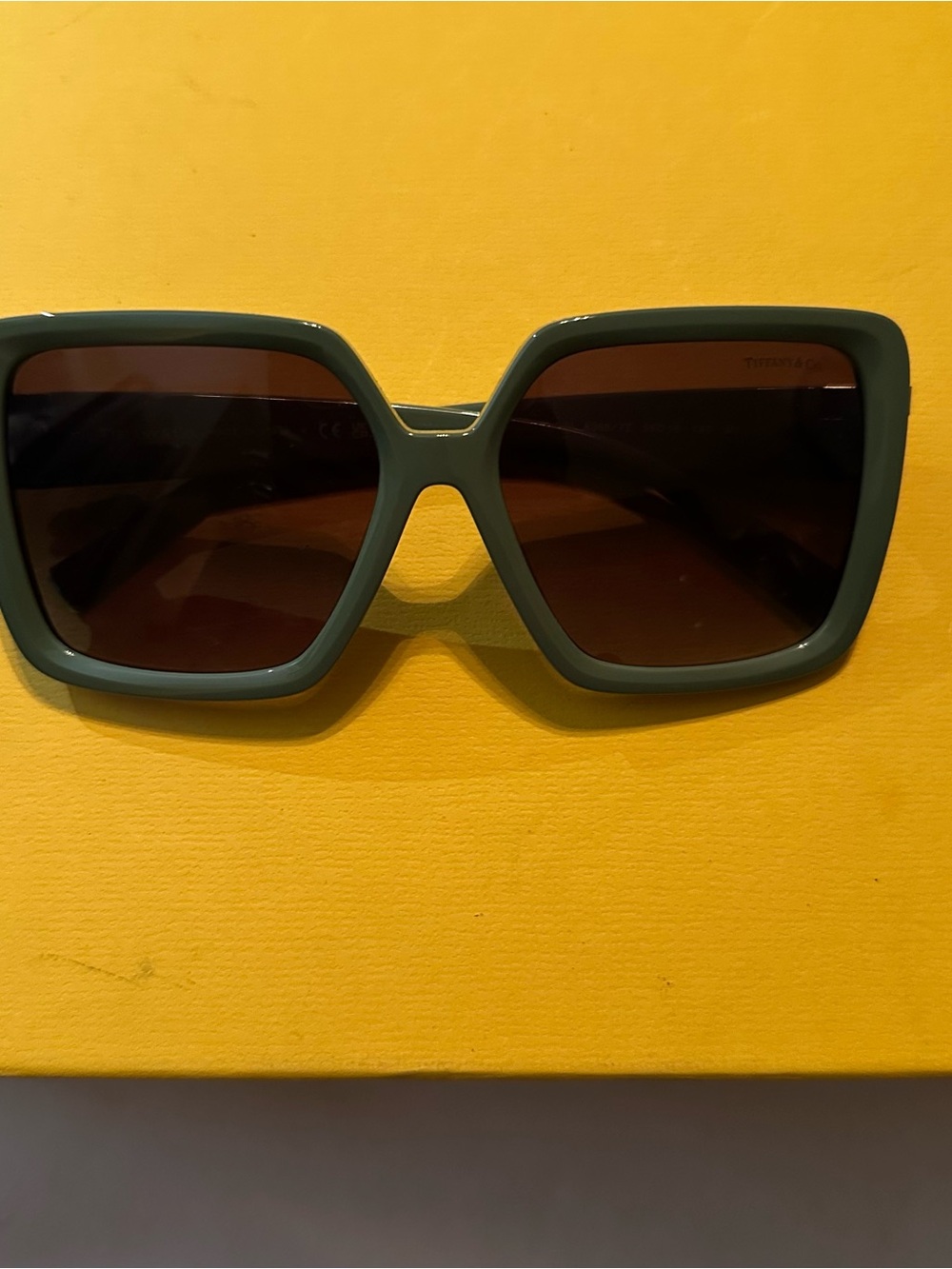 Tiffany & Co. Oversized Square Sunglasses in Olive Green with Brown Lenses